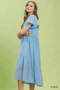 Umgee Textured Tiered Midi Dress with Side Pockets 100100863111191 62 Affordable Fashion Under $100 Jerry's Apparel 