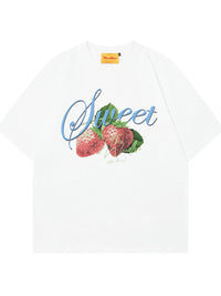Men's Sweet Strawberry Graphic Oversized T-Shirt