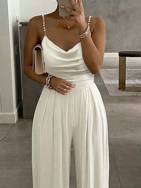 Cowl Neck Jumpsuit with Pearl Strap Detail 101001344414425 39 Affordable Fashion Under $100 Jerry's Apparel 