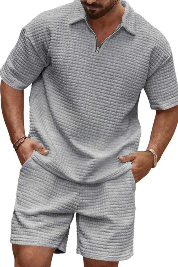 Men's Full Size Zip Collar Short Sleeve Top and Shorts Set Plus Size 100400014755728 39 Affordable Fashion Under $100 Jerry's Apparel 