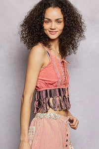 POL Lace-Up Fringe Hem Tank with Lace Detail 100100099801289 41 Affordable Fashion Under $100 Jerry's Apparel 