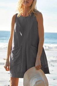Lovelet Round Neck Sleeveless Romper with Pockets 100100661551405 26 Women's Romper Affordable Fashion Under $100 Jerry's Apparel 