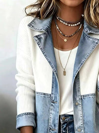 Color-Block Denim and Knit Patchwork Casual Jacket 101003714715332 52 Affordable Fashion Under $100 Jerry's Apparel 