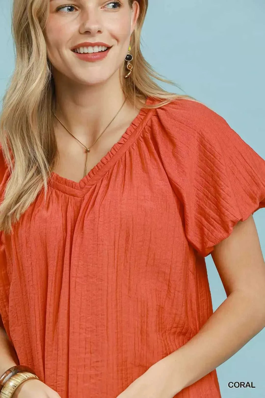 Umgee Gathered V-Neck Top 100100898521478 49 Affordable Fashion Under $100 Jerry's Apparel 