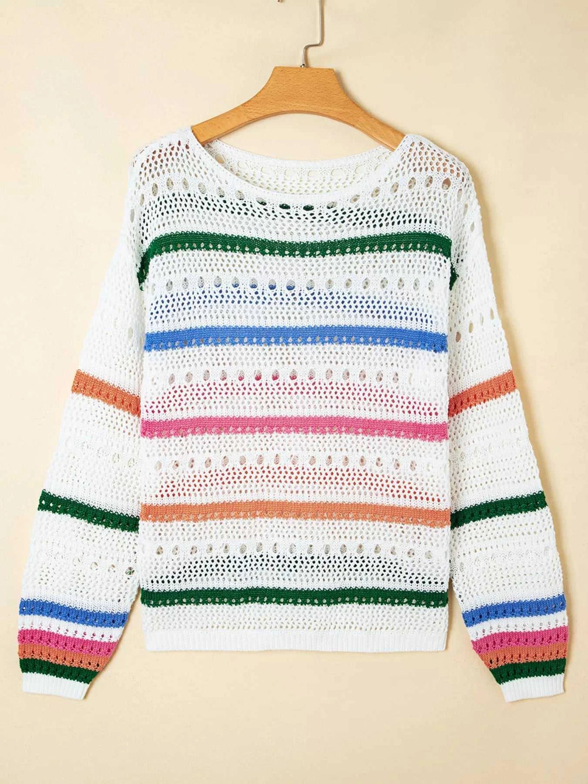 Color Block Striped Pointelle Knit Sweater 100100460861527 43 Affordable Fashion Under $100 Jerry's Apparel 