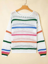 Color Block Striped Pointelle Knit Sweater 100100460861527 43 Affordable Fashion Under $100 Jerry's Apparel 