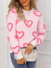 Valentine's Day Heart Pattern Round Neck Sweater 100100472947296 49 Affordable Fashion Under $100 Jerry's Apparel 