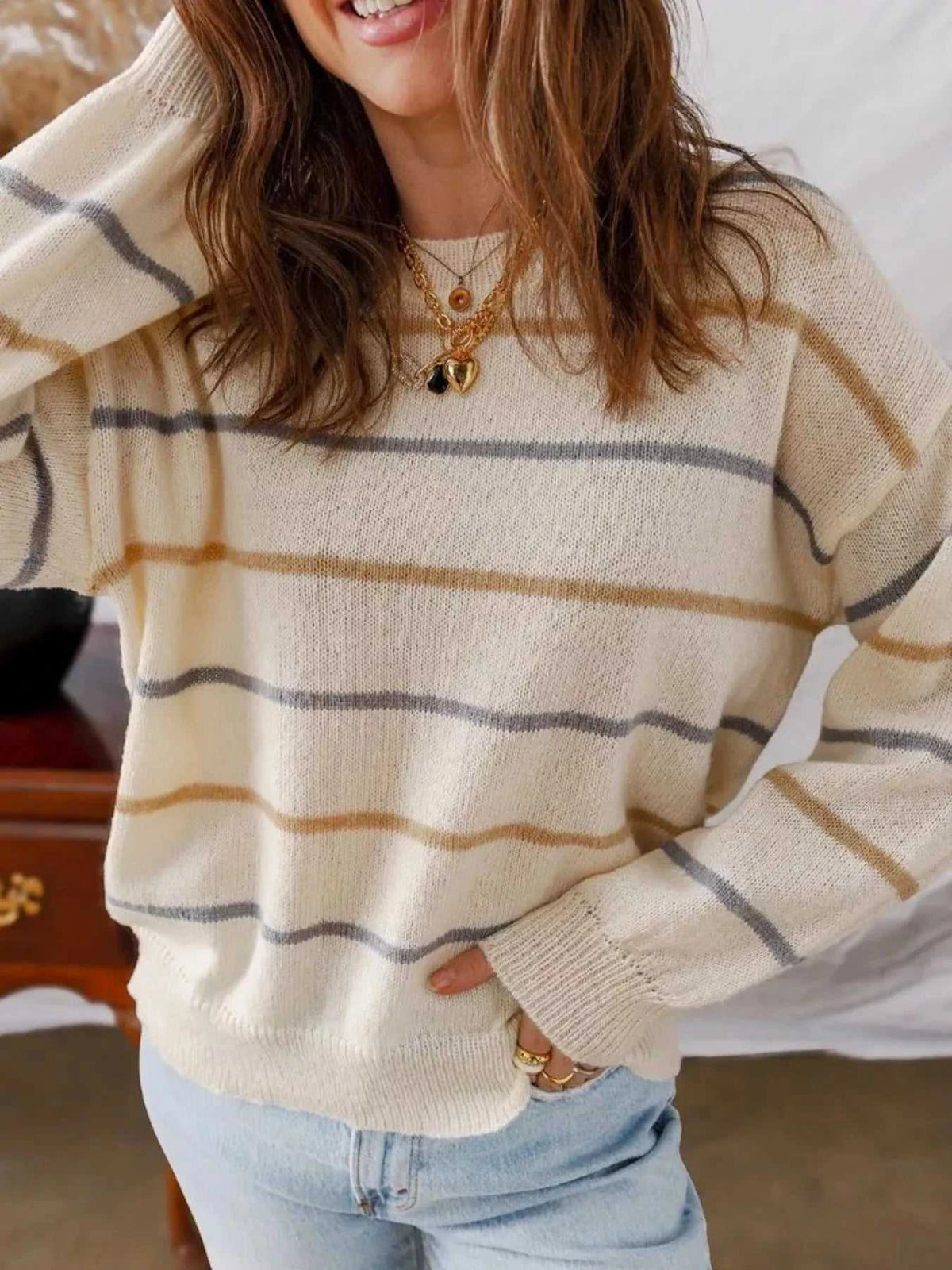 Striped Knit Round Neck Sweater 100100196271842 34 Affordable Fashion Under $100 Jerry's Apparel 