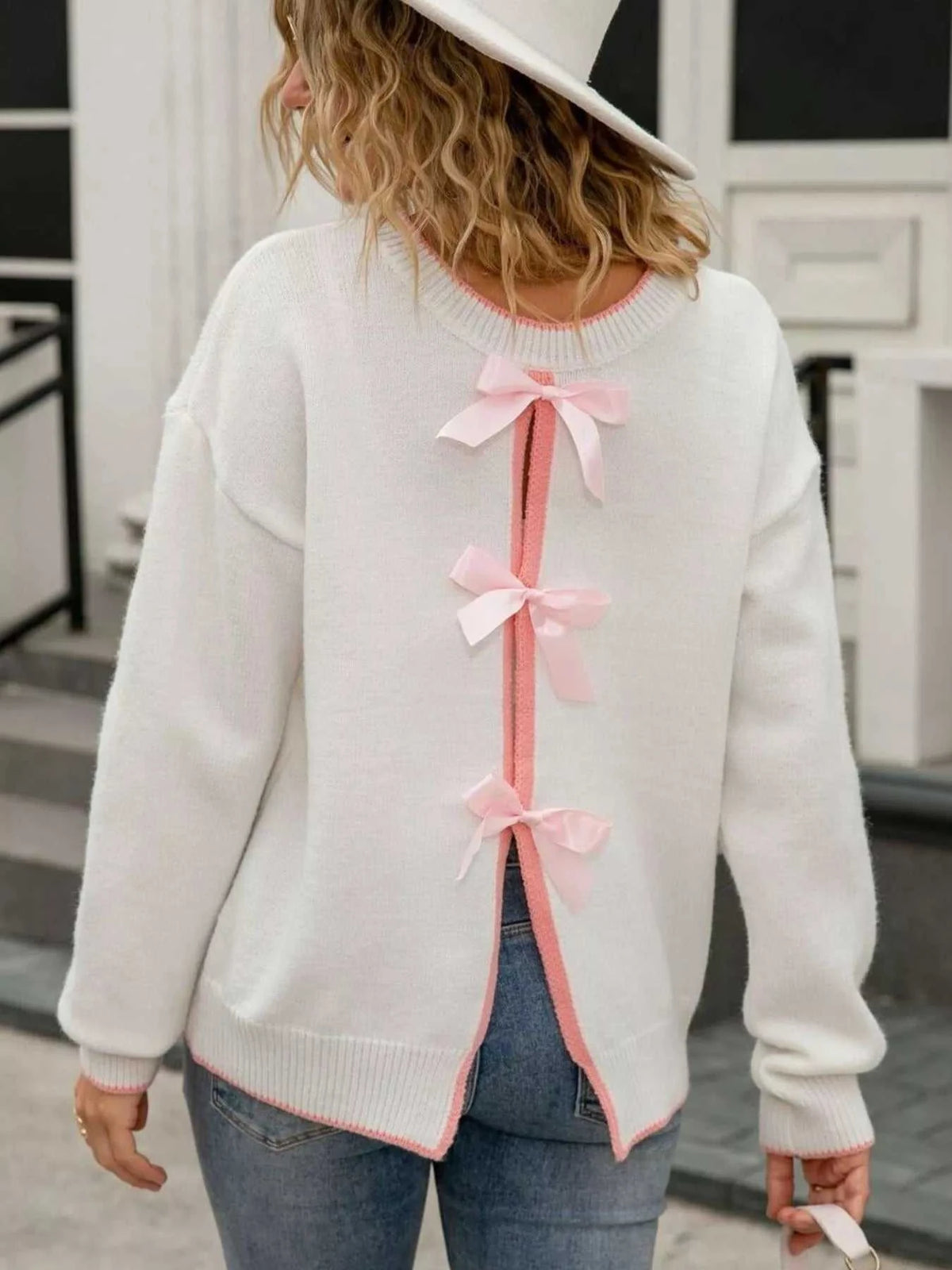 Bow-Back Round Neck Sweater 100100213486101 49 Affordable Fashion Under $100 Jerry's Apparel 
