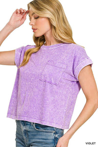 Zenana Halo Snow Washed Cotton Cuffed Short Sleeve Top 100100011241553 23 Affordable Fashion Under $100 Jerry's Apparel 
