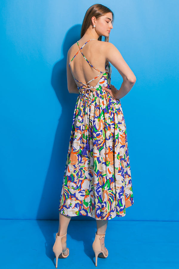 SWING ME AROUND POPLIN MIDI DRESS