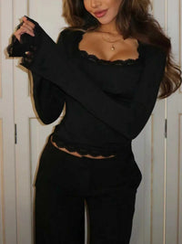 Lace Trim Square Neck Long Sleeve Top 100100247920045 28 Affordable Fashion Under $100 Jerry's Apparel 