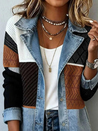 Color-Block Denim and Knit Patchwork Casual Jacket 101003714715332 52 Affordable Fashion Under $100 Jerry's Apparel 