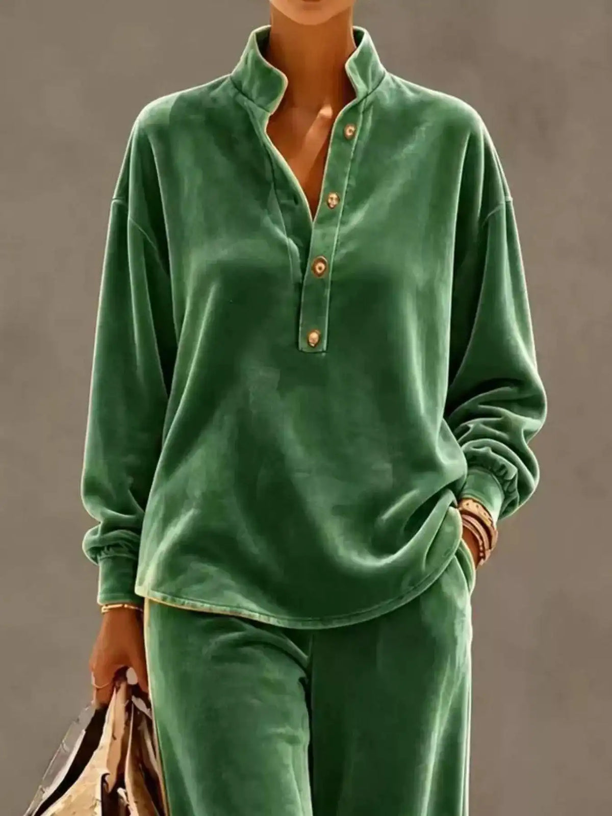 Full Size Half Button Top and Wide Leg Pants Set Plus Size 101001300812534 65 Affordable Fashion Under $100 Jerry's Apparel 