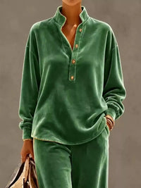 Full Size Half Button Top and Wide Leg Pants Set Plus Size 101001300812534 65 Affordable Fashion Under $100 Jerry's Apparel 