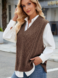 Cable Knit V-Neck Sweater Vest