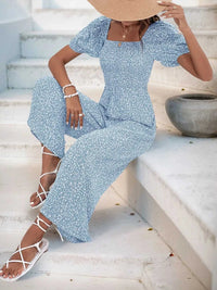 Printed Square Neck Puff Sleeve Jumpsuit 100100619721006 31 Affordable Fashion Under $100 Jerry's Apparel 