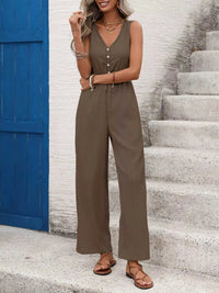 Casual Sleeveless V-Neck Wide Leg Jumpsuit 100100655251325 42 Affordable Fashion Under $100 Jerry's Apparel 