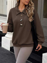 Polo Collar Dropped Shoulder Sweatshirt 101001441301221 39 Affordable Fashion Under $100 Jerry's Apparel 