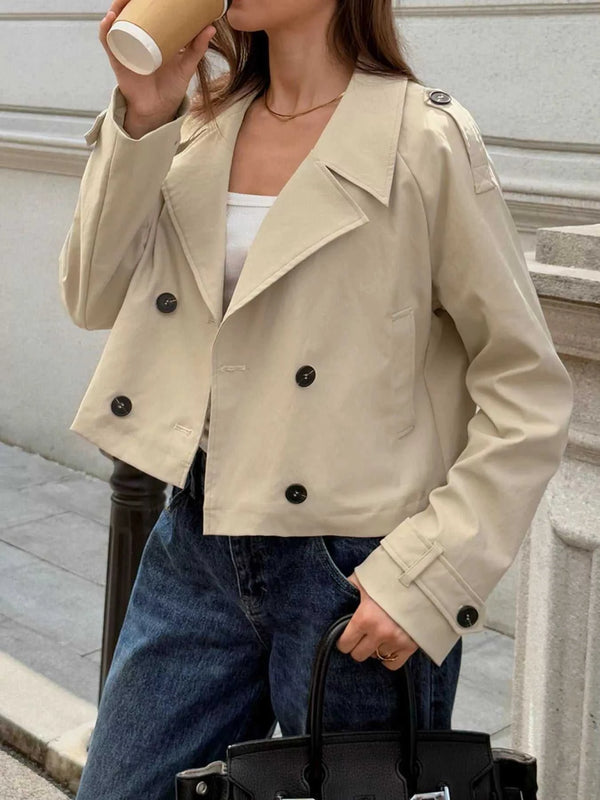 Cropped Double-Breasted Raglan Sleeve Jacket 100100006665761 88 Seasonal Fashion Collections Jerry's Apparel 