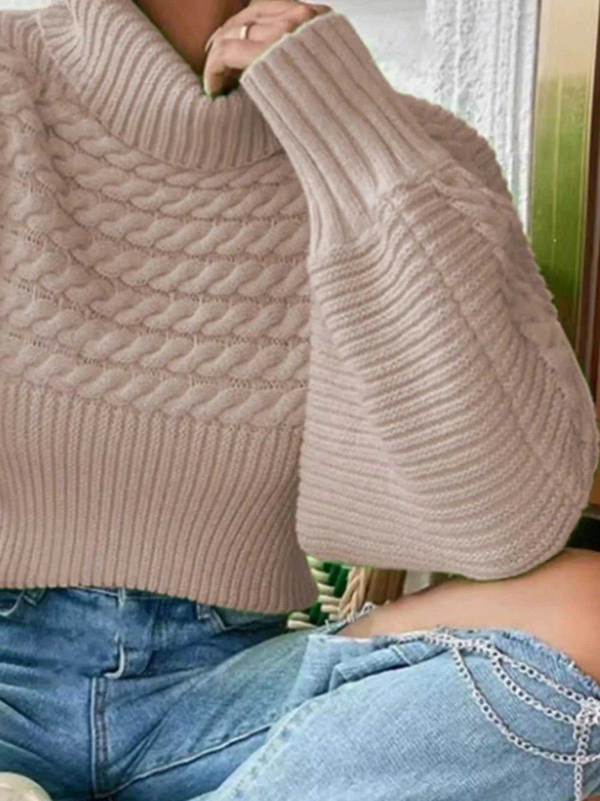 Textured Knit Turtleneck Long Sleeve Sweater 100100565063605 26 Affordable Fashion Under $100 Jerry's Apparel 
