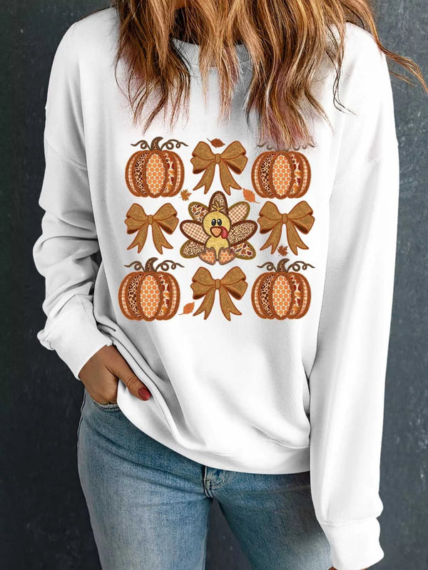 Halloween Pumpkin Bow Graphic Drop Shoulder Sweatshirt 100100019728115 40 Affordable Fashion Under $100 Jerry's Apparel 
