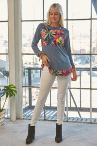 Full Size Tropical Print Long Sleeve T-Shirt