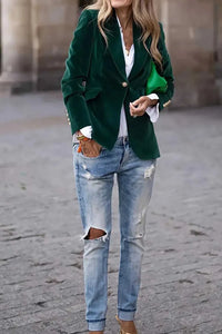 One Button Lapel Collar Long Sleeve Blazer 100100784441045 59 Affordable Fashion Under $100 Jerry's Apparel 