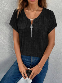 Zip-Front Short Sleeve T-Shirt
