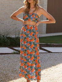 Printed Cami and Maxi Skirt Set
