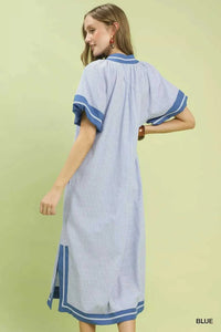 Umgee Pinstripe Contrast Trim Midi Dress 100100401321470 66 Affordable Fashion Under $100 Jerry's Apparel 