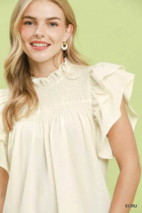 Umgee Smocked Ruffle Sleeve Textured Top 100100813901476 53 Affordable Fashion Under $100 Jerry's Apparel 