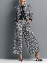 Tweed Cropped Jacket and Wide-Leg Pants Set 101001838048696 65 Affordable Fashion Under $100 Jerry's Apparel 