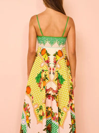 Fruit Print Square Neck Maxi Cami Dress