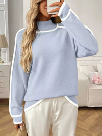 Contrast Trim Turtleneck Long Sleeve Sweater 100100412481042 50 Seasonal Fashion Collections Jerry's Apparel 