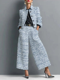 Tweed Cropped Jacket and Wide-Leg Pants Set 101001838048696 65 Affordable Fashion Under $100 Jerry's Apparel 