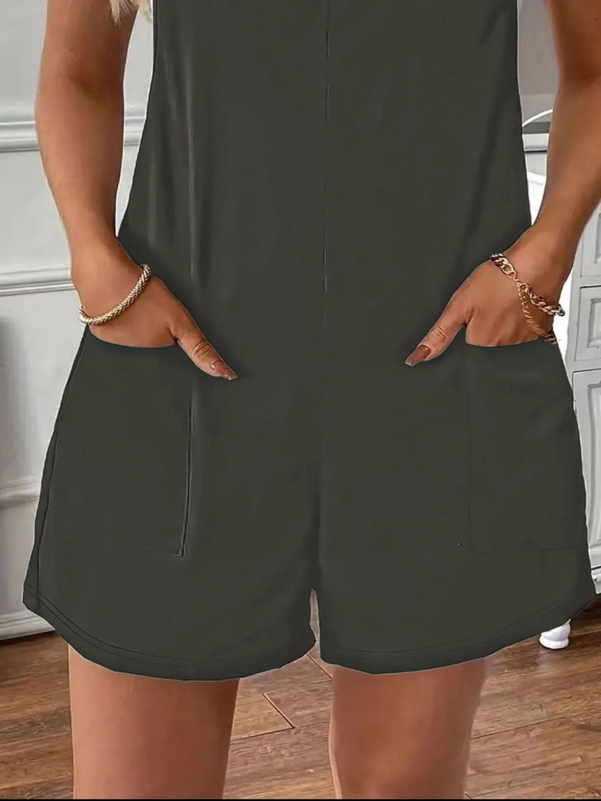 Full Size Scoop Neck Spaghetti Strap Overalls Plus Size