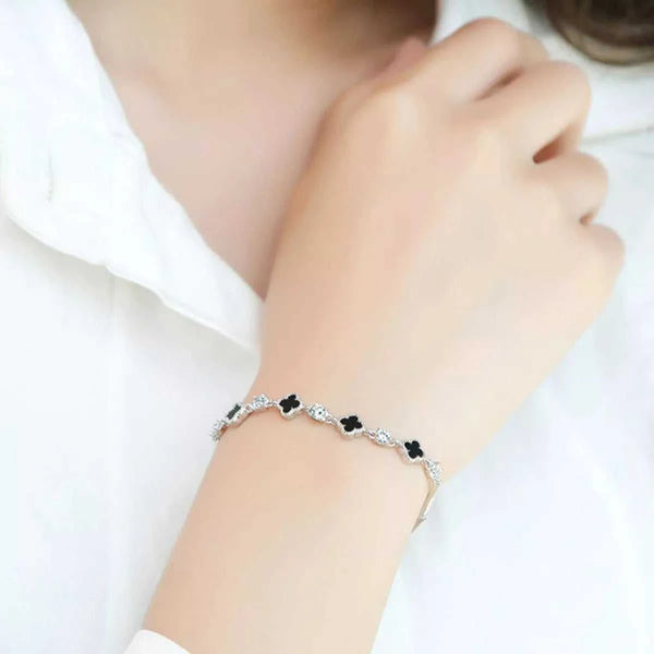 925 Sterling Silver Clover Charm Bracelet 100500602809758 73 Affordable Fashion Under $100 Jerry's Apparel 