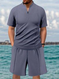 Men's Full Size Zip Front Short Sleeve Top and Shorts Set Plus Size 100400616165577 47 Affordable Fashion Under $100 Jerry's Apparel 