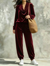 Full Size Velvet Cowl Neck Top and Pants Set Plus Size 101001490771294 53 Affordable Fashion Under $100 Jerry's Apparel 