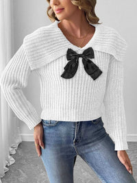 Contrast Bow Long Sleeve Sweater 101002743266724 37 Affordable Fashion Under $100 Jerry's Apparel 