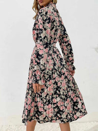 Floral Print Long Sleeve Pleated Midi Dress 100100269493915 46 Women's Midi Dress Affordable Boutique Dresses Under $50 Jerry's Apparel 
