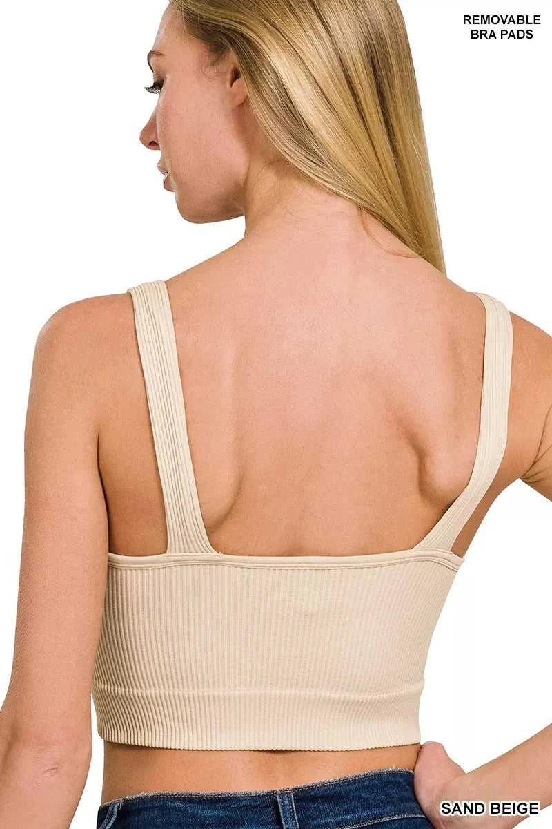 Zenana Seamless Ribbed Cropped Bra Padded V-Neck Tank 100100648491271 20 Affordable Fashion Under $100 Jerry's Apparel 