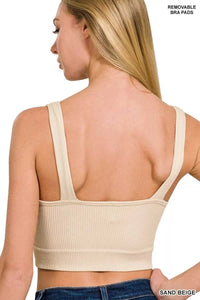 Zenana Seamless Ribbed Cropped Bra Padded V-Neck Tank 100100648491271 20 Affordable Fashion Under $100 Jerry's Apparel 