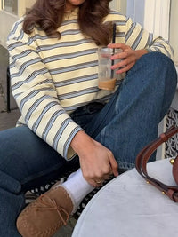 Oversized Striped Long-Sleeve T-Shirt 101001115047789 35 Affordable Fashion Under $100 Jerry's Apparel 
