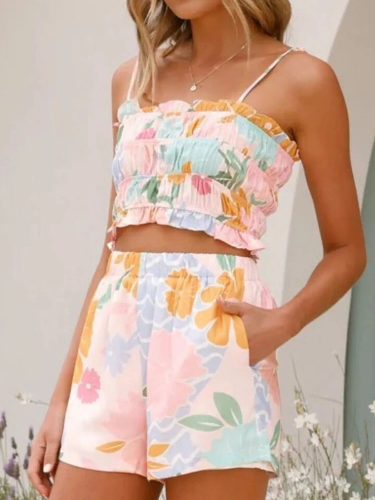 Printed Cami and Shorts Set