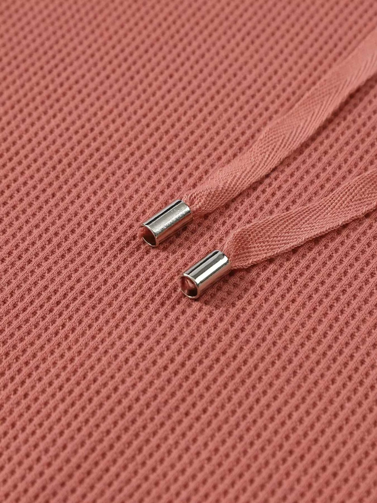 Drawstring V-Neck Waffle Knit Casual Hoodie 100100700285845 53 Affordable Fashion Under $100 Jerry's Apparel 