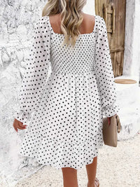 Devine Smocked Polka Dot Long Sleeve Dress 100100845229368 44 Affordable Fashion Under $100 Jerry's Apparel 
