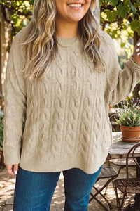 Plus Size Oversized Cable Knit Long Sleeve Round Neck Sweater 100100624019383 61 Affordable Fashion Under $100 Jerry's Apparel 