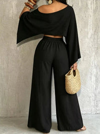 Boat Neck Crop Top and Wide-Leg Pants Set 101001634822589 57 Affordable Fashion Under $100 Jerry's Apparel 